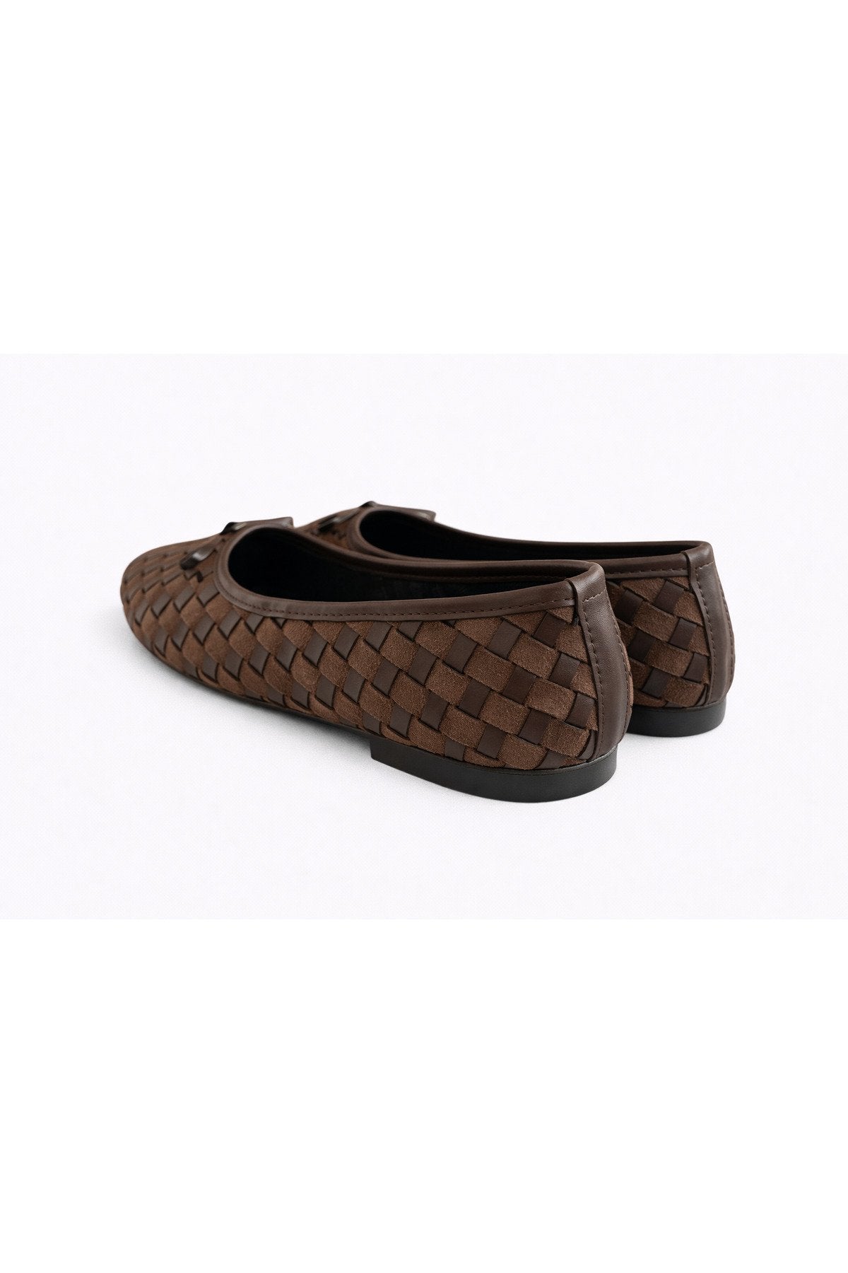 Women's Bitter Coffee Suede & Faux Leather Ballet Flats Chic Comfortable Everyday Bow Detail New Season Women's Shoes