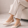 Bej Rugan Babet – Taş Detaylı Sivri Burun Kadın Babet | Şık Günlük & Abiye Ayakkab
