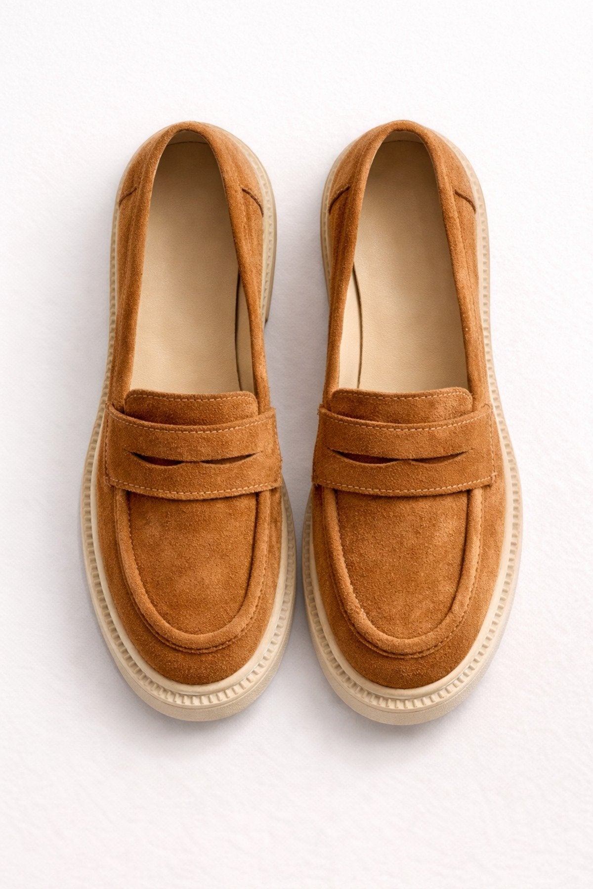 Kadın Taba Süet Loafer Günlük Düz Taban Maskülen Ayakkabı