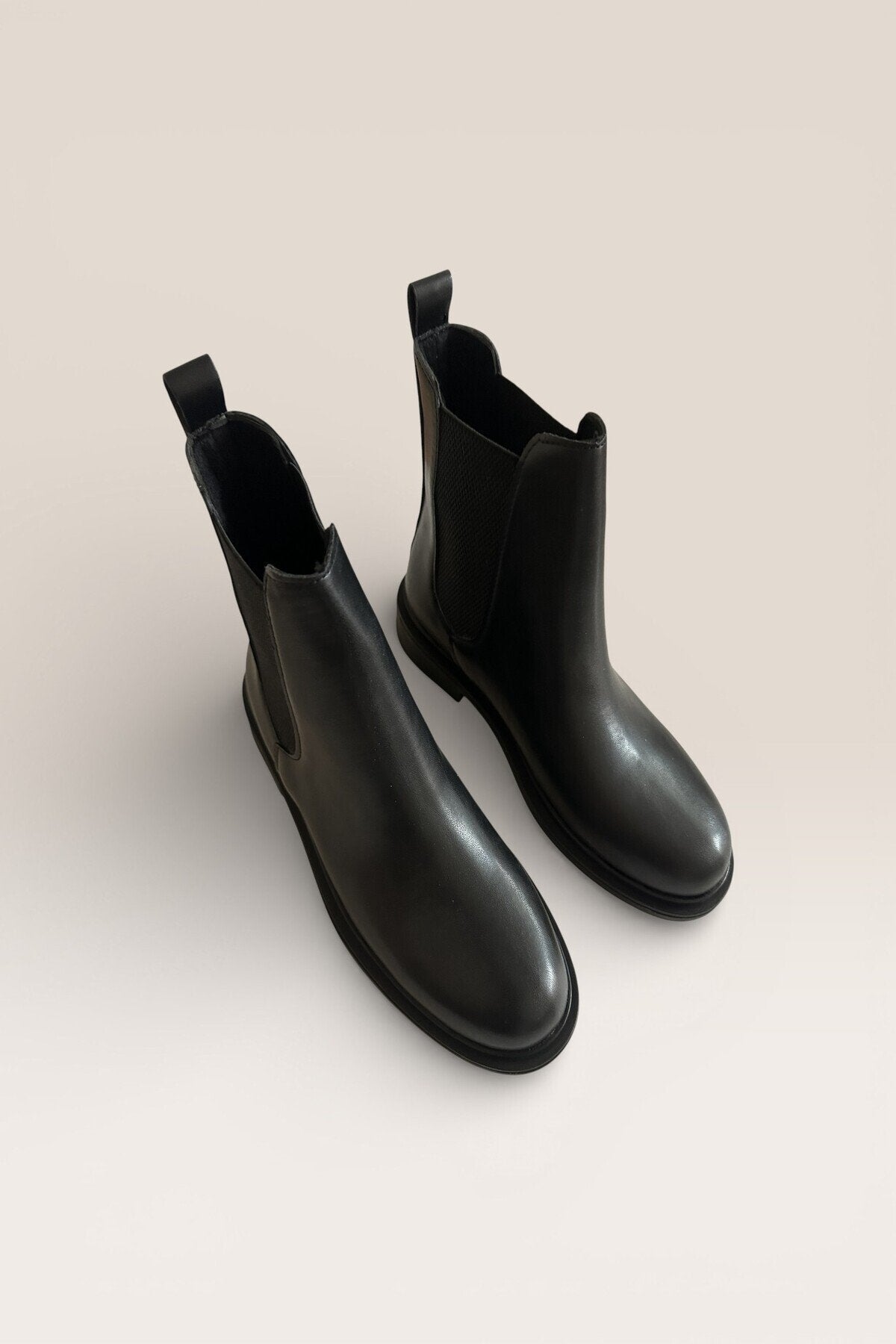 Women's Black Chelsea Boots Elasticated Faux Leather Casual Boots