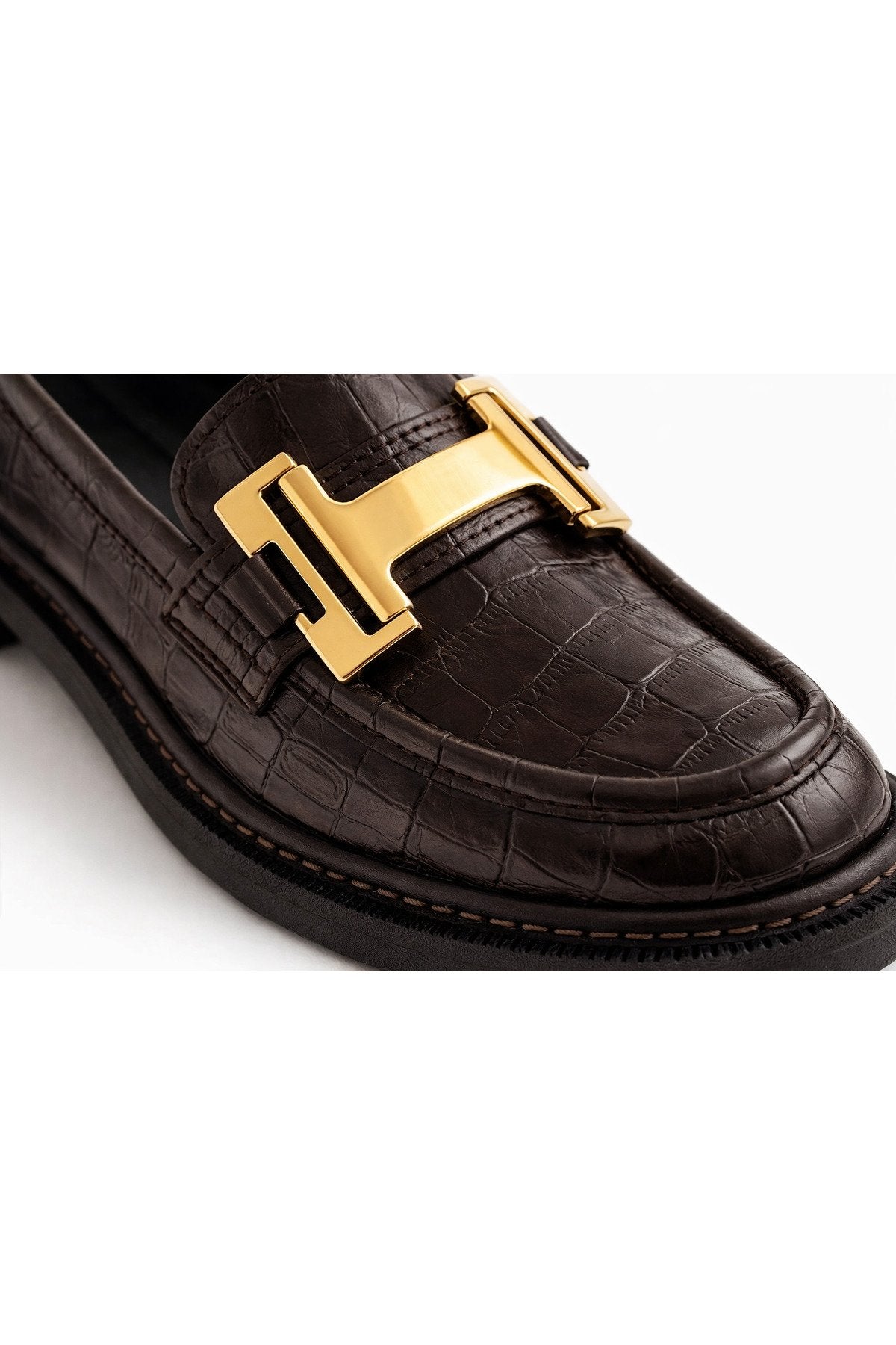 Women's Coffee Leather Buckle Loafer Casual Moccasin Office Shoe