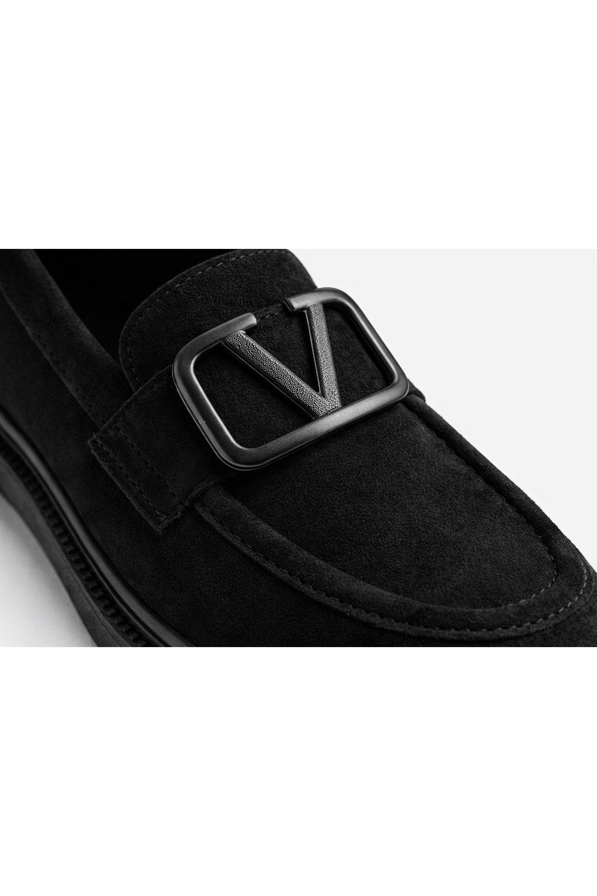 Women's Black Suede Buckle Loafer Casual Comfortable Sole Moccasin Shoes