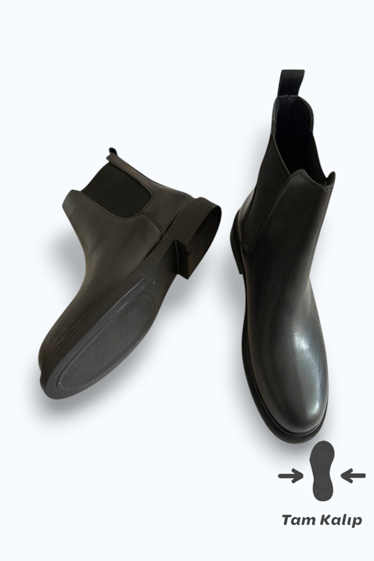 Women's Black Chelsea Boots Elasticated Faux Leather Casual Boots