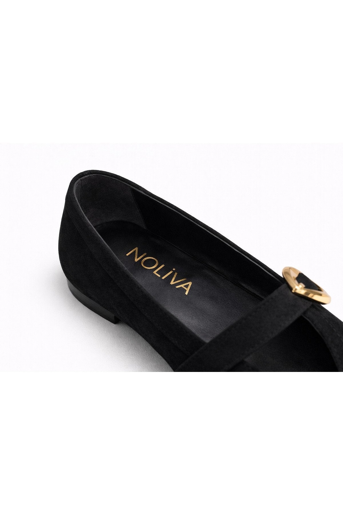 Women's Black Suede Heart Buckle Ballet Flats - Everyday Chic Mary Jane Flats