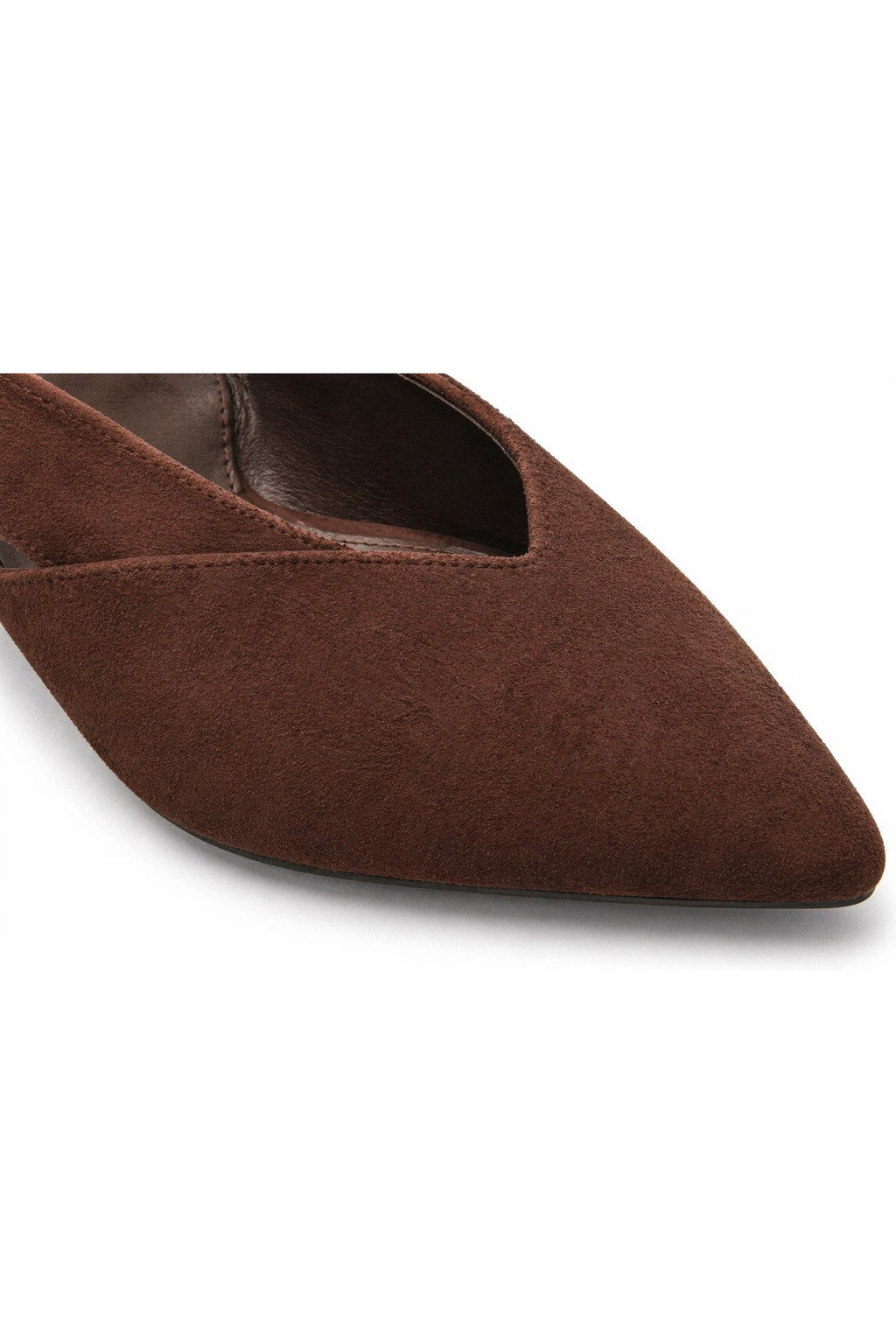 Kadın Bej Süet Kısa Topuklu Ayakkabı – Sivri Burun Şık Slingback