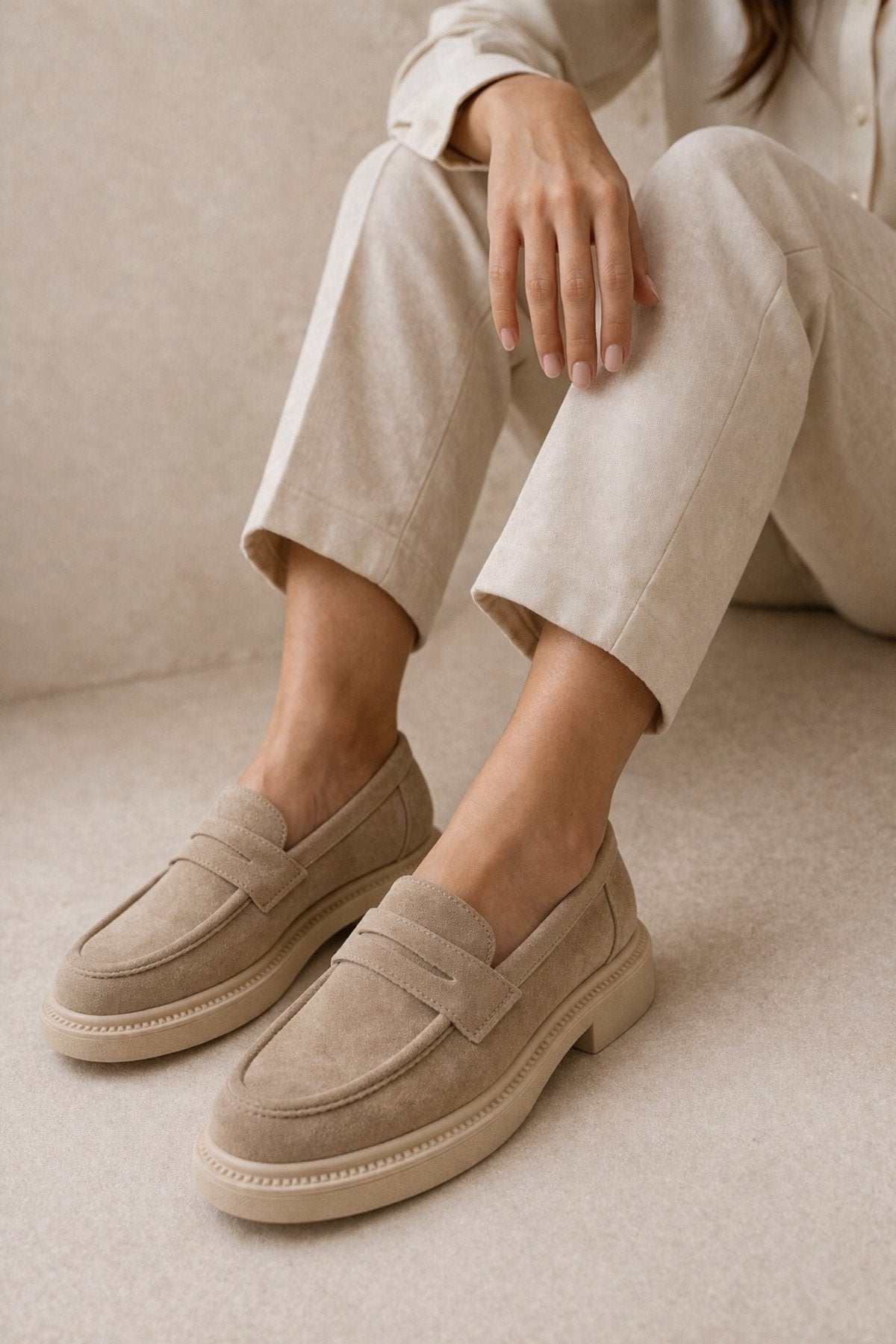 Women's Black Suede Loafer Casual Flat Maskuline Shoes