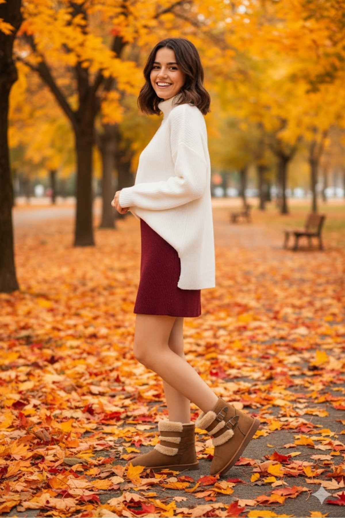 Women's Tan Suede Fur-Lined High Thin Sole Winter Boots