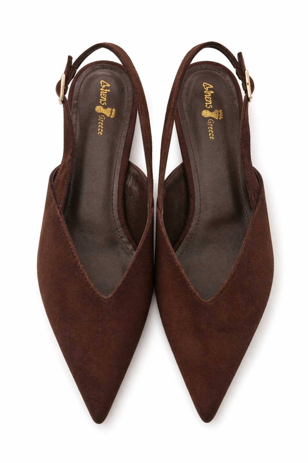 Kadın Bej Süet Kısa Topuklu Ayakkabı – Sivri Burun Şık Slingback