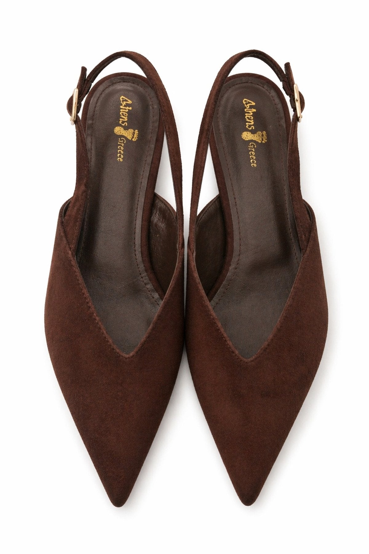 Kadın Bej Süet Kısa Topuklu Ayakkabı – Sivri Burun Şık Slingback