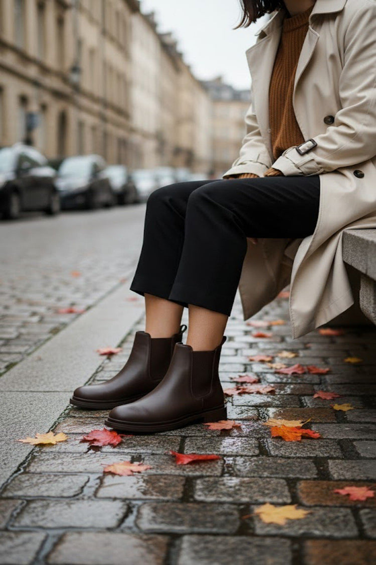 Women's Black Chelsea Boots Elasticated Faux Leather Casual Boots