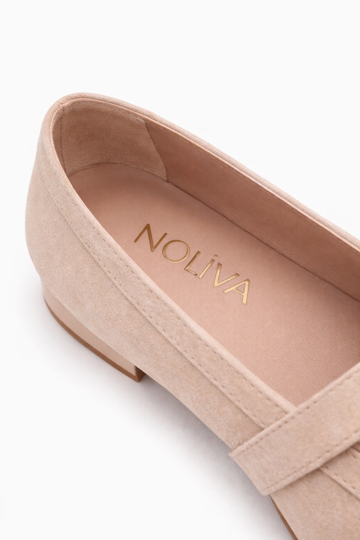 Women's Beige Suede Heart Buckle Ballet Flats Casual Chic Mary Jane Flats