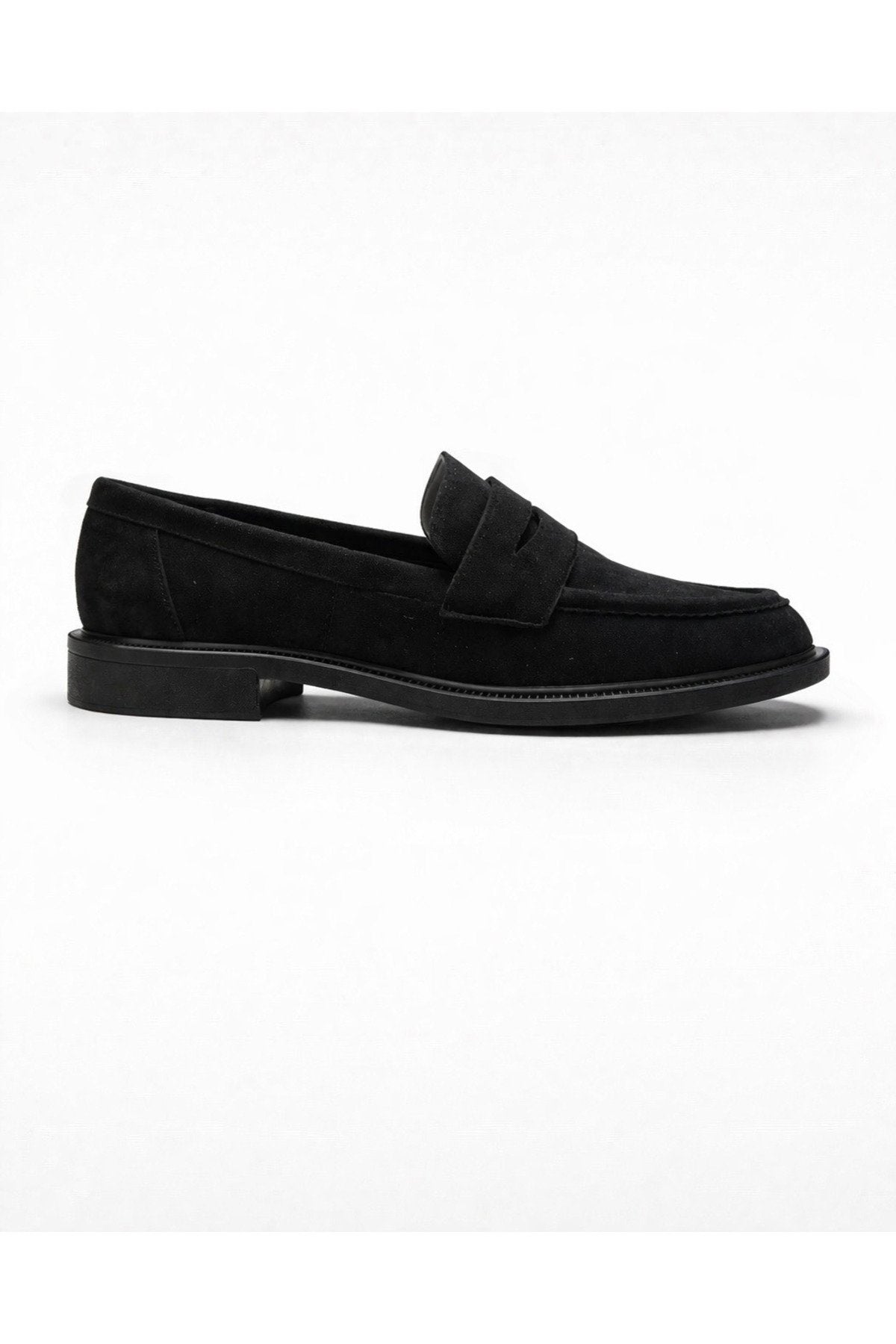 Women's Black Suede Loafer Casual Flat Maskuline Shoes
