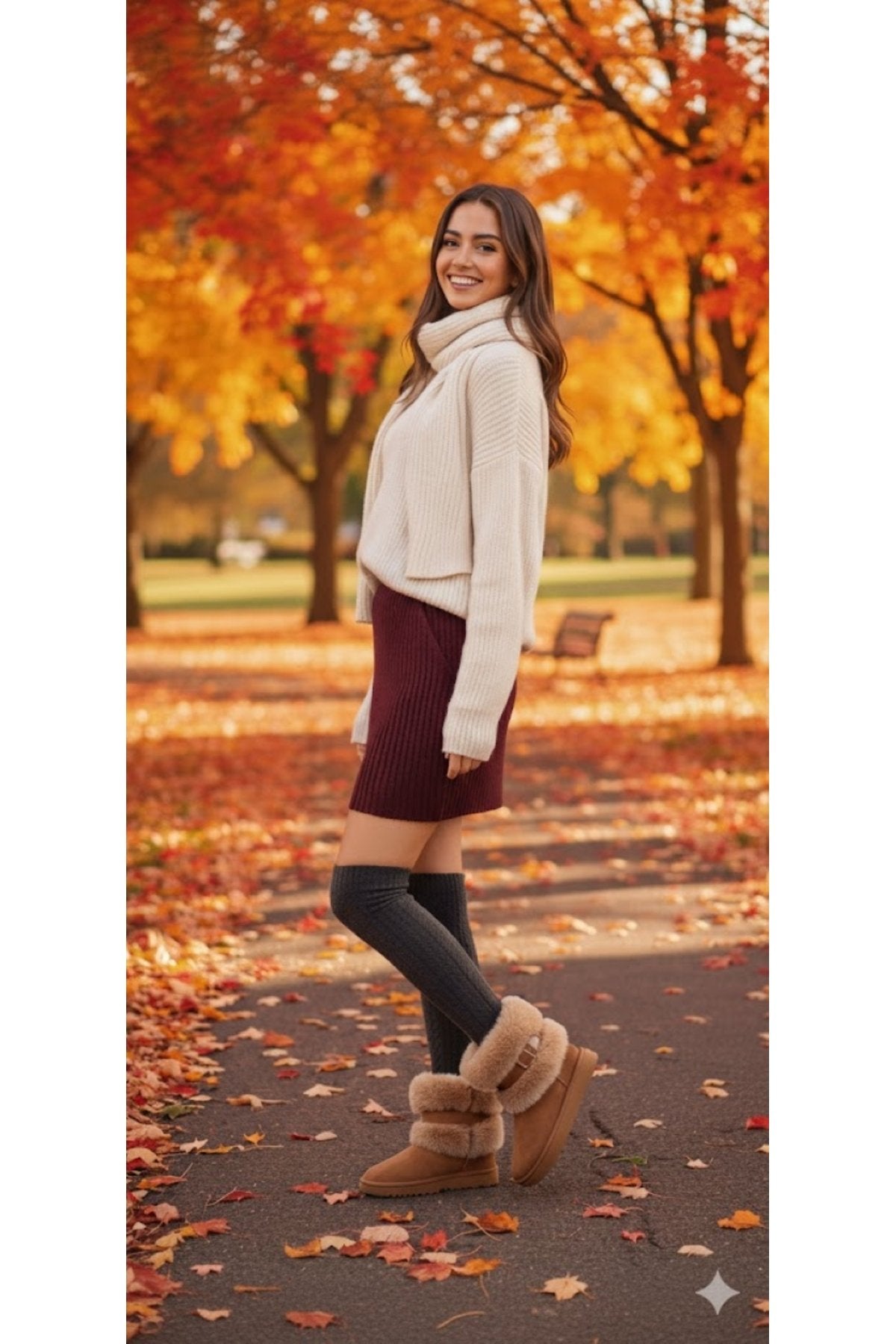 Women's Tan Suede Fur-Lined High Thick Sole Winter Boots