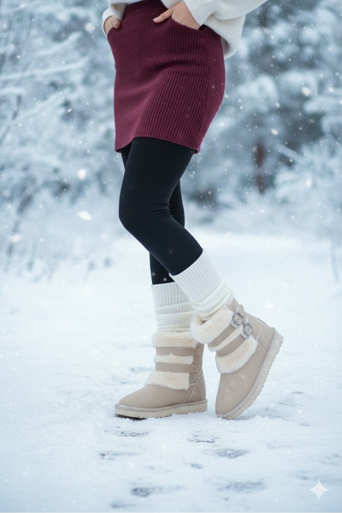 Women's Suede Fur-Lined High Thin Sole Winter Boots